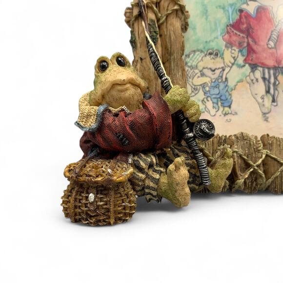 Frogmorton and Tad Frog Picture Frame 4X6 Resin Fly Fishing Dad & Son Boyds Bear - Picture 5 of 11